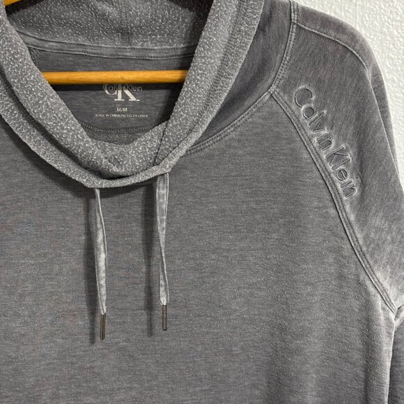 Calvin Klein Gray Cowl Neck Pullover Sweatshirt M Distressed Grunge Soft Knit - Picture 5 of 16